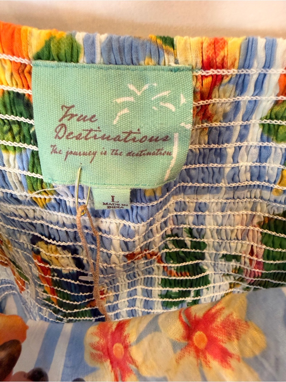 Blue Tropical Print Maxi Dress with Tie Straps - Picture 5 of 9